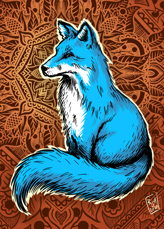 Blue Fox Digital Illustration